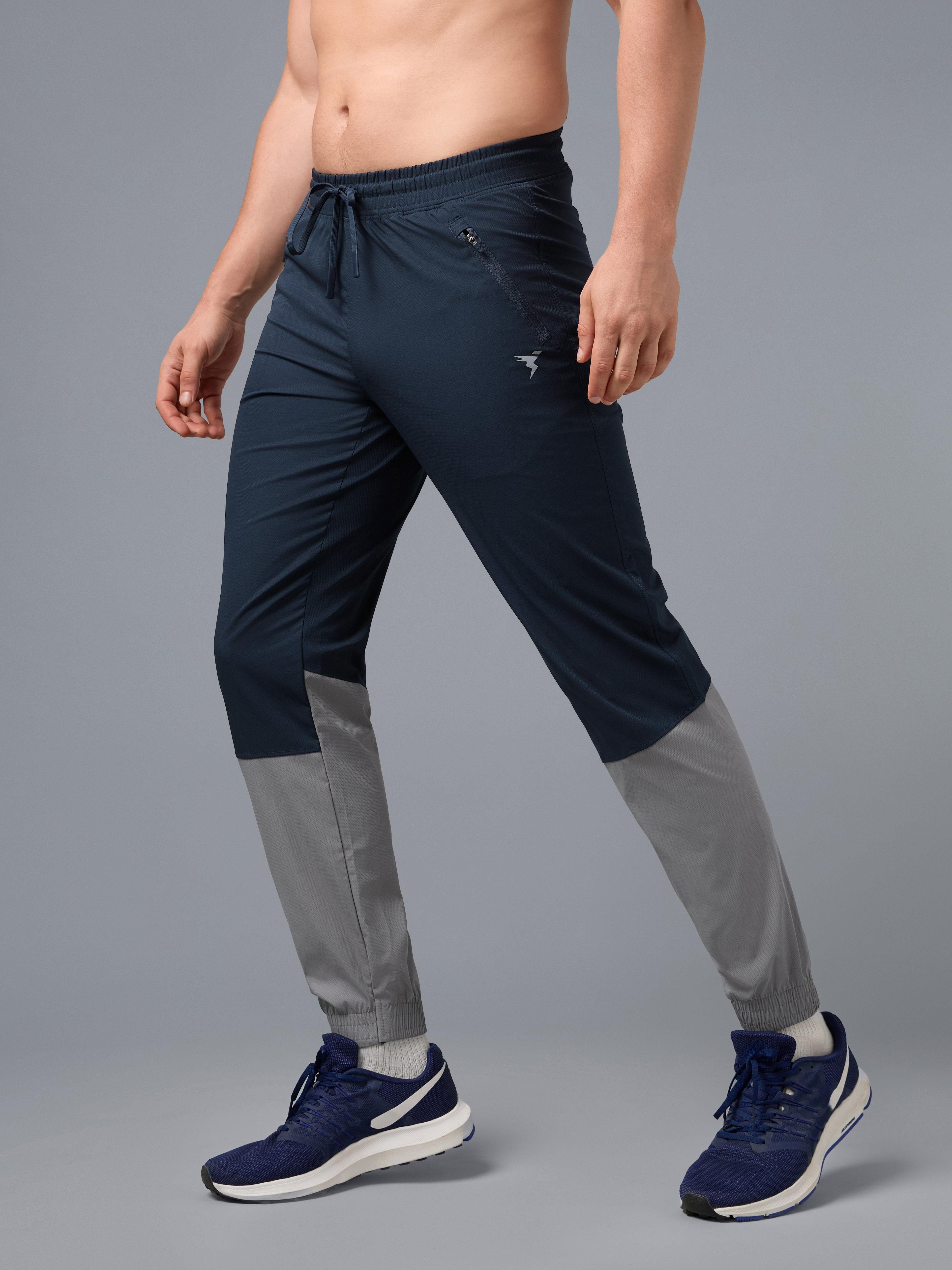 Men Colorblock Slim Fit Joggers with TECHNOLITE STRETCH in Navy Blue Light Grey B - 5