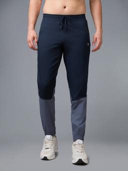 Men Colorblock Slim Fit Joggers with TECHNOLITE STRETCH in Navy Blue - 2