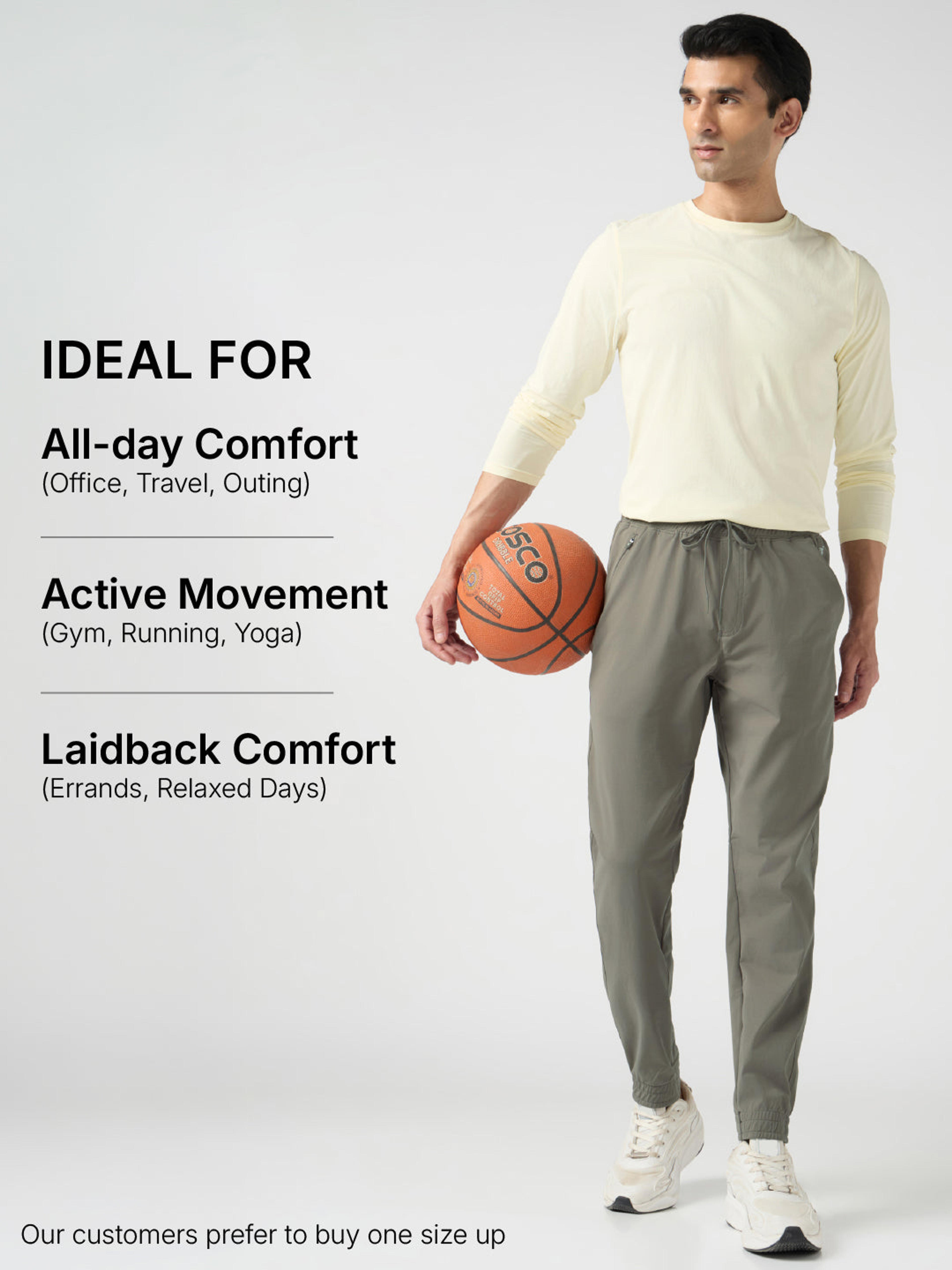 Men Solid Slim Fit Joggers with ELASTOPLUS in Smokey Olive - 7