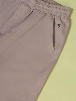Men Solid Slim Fit Joggers with ELASTOPLUS in Khaki - 9