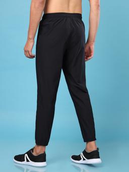 Men Solid Slim Fit Joggers with ELASTOPLUS in Black - 3