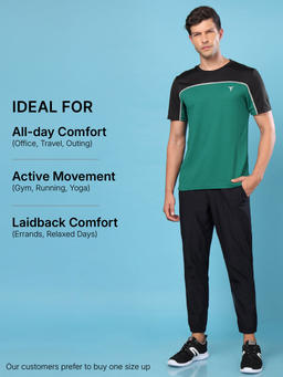 Men Solid Slim Fit Joggers with ELASTOPLUS in Black - 5