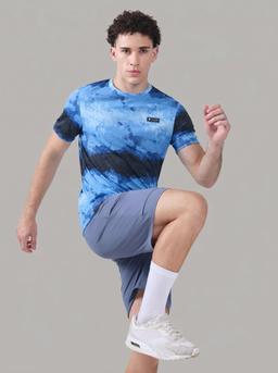 Men Abstract Print Slim Fit Round Neck Sports T-shirt with TECHNOCOOL+ in Dual Hue - 6