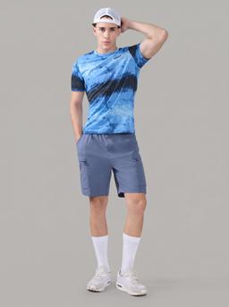 Men Abstract Print Slim Fit Round Neck Sports T-shirt with TECHNOCOOL+ in Dual Hue - 8