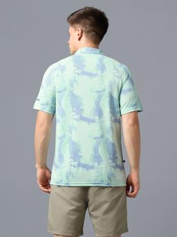 Men Printed Slim Fit Polo T-shirt with TECHNOCOOL+ in Mint Green - 3