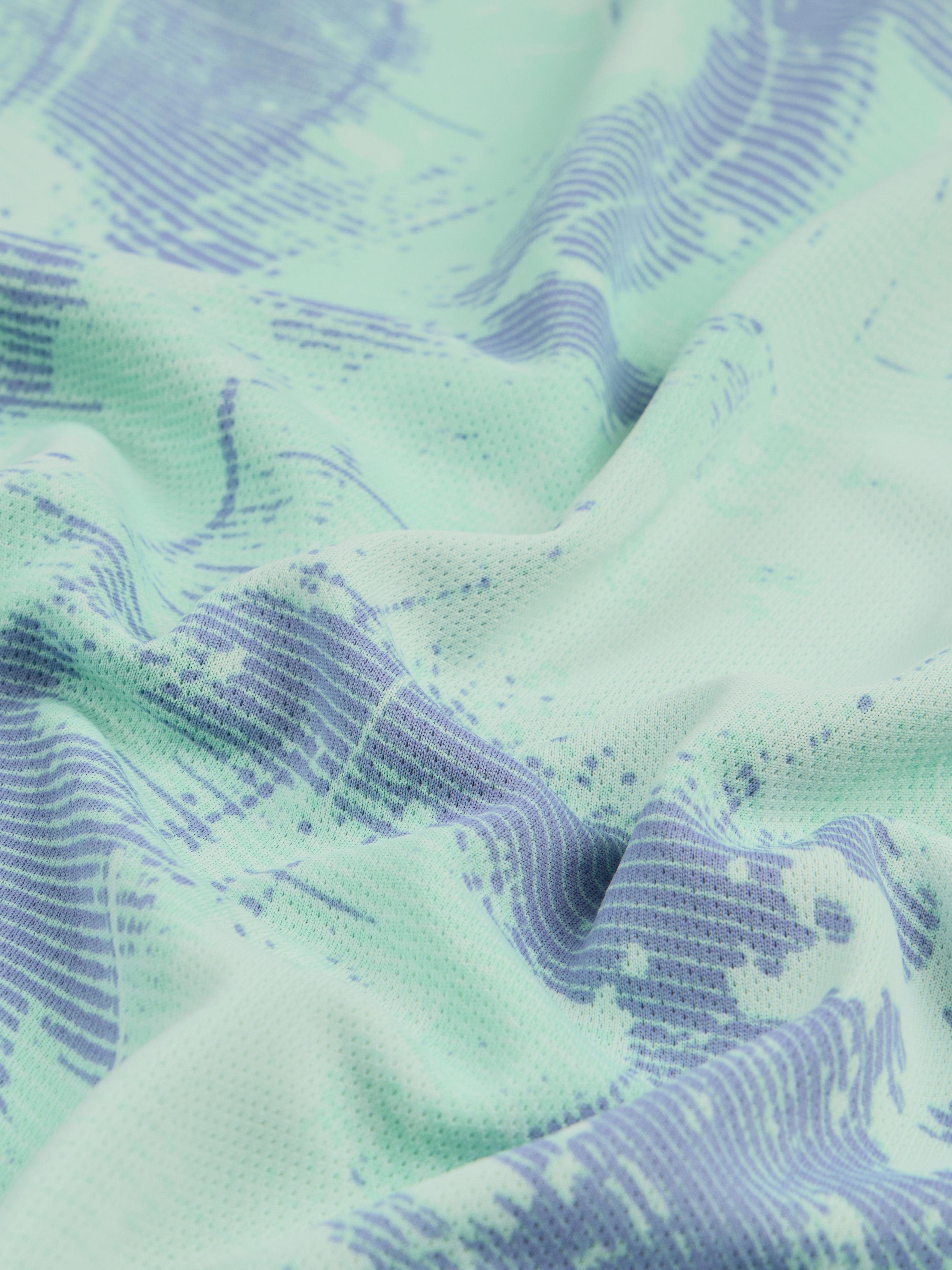 Men Printed Slim Fit Polo T-shirt with TECHNOCOOL+ in Mint Green - 9