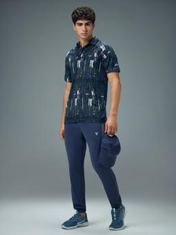 Men Printed Slim Fit Polo T-shirt with TECHNOCOOL+ in Blue Amorphous - 5