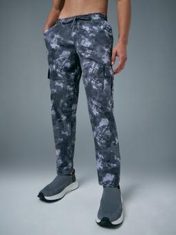 Men Printed Straight Fit Sports Cargo Trackpants with TS LYTRA in Shadow Squadron
