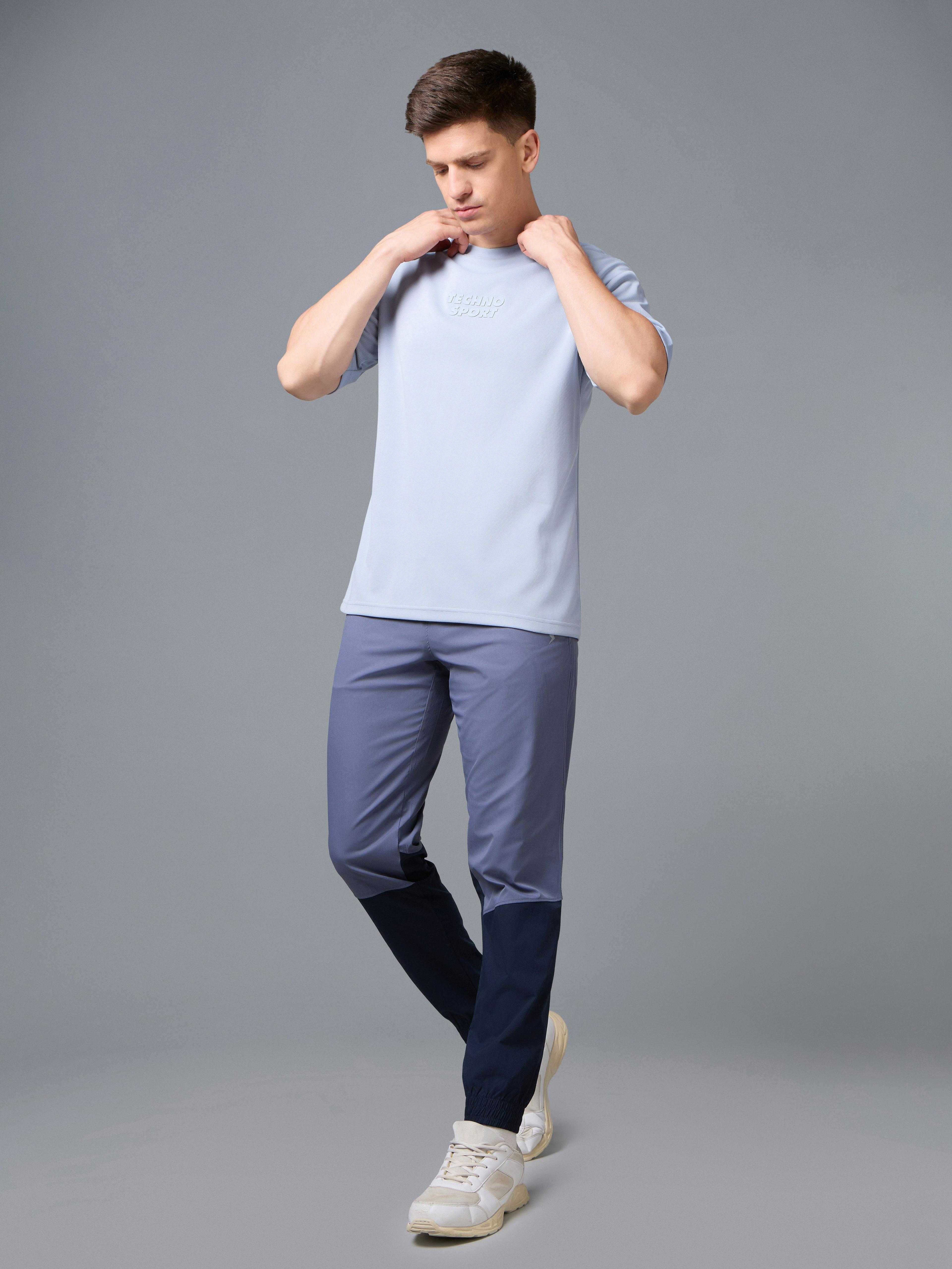 Men Printed Oversized Round Neck T-shirt with COTFLEX in Midnight Blue - 5