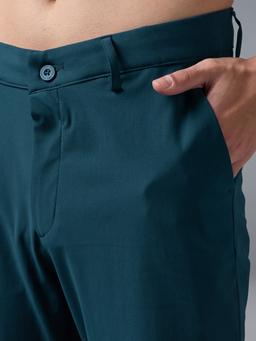 Men Semi-Formal Solid Straight Fit Trousers Pants with DURACOOL+ in Gulf Coast - 4
