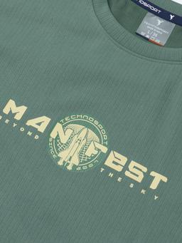 Men Round Neck Typography Printed Active Out Slim Fit T-Shirt with ELASTOPLUS in Myrtle - 7