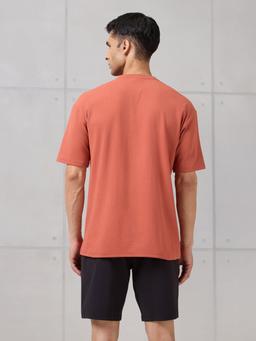 Men Round Neck Typography Printed Active Out Slim Fit T-Shirt with ELASTOPLUS in Chilli Flakes - 3