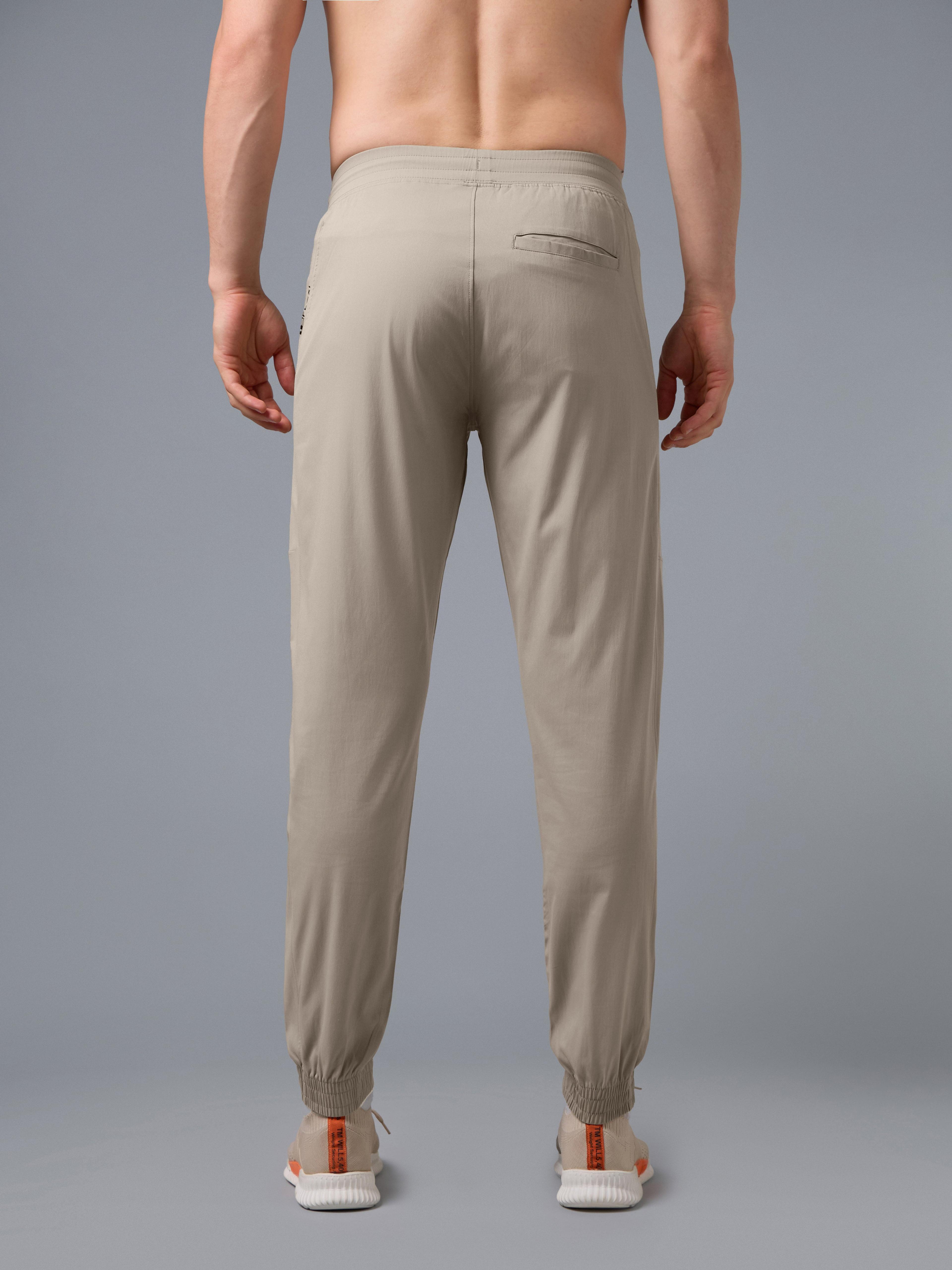 Men Slim Fit Active Out Joggers Trackpants with TS FLEXI in Khaki - 3