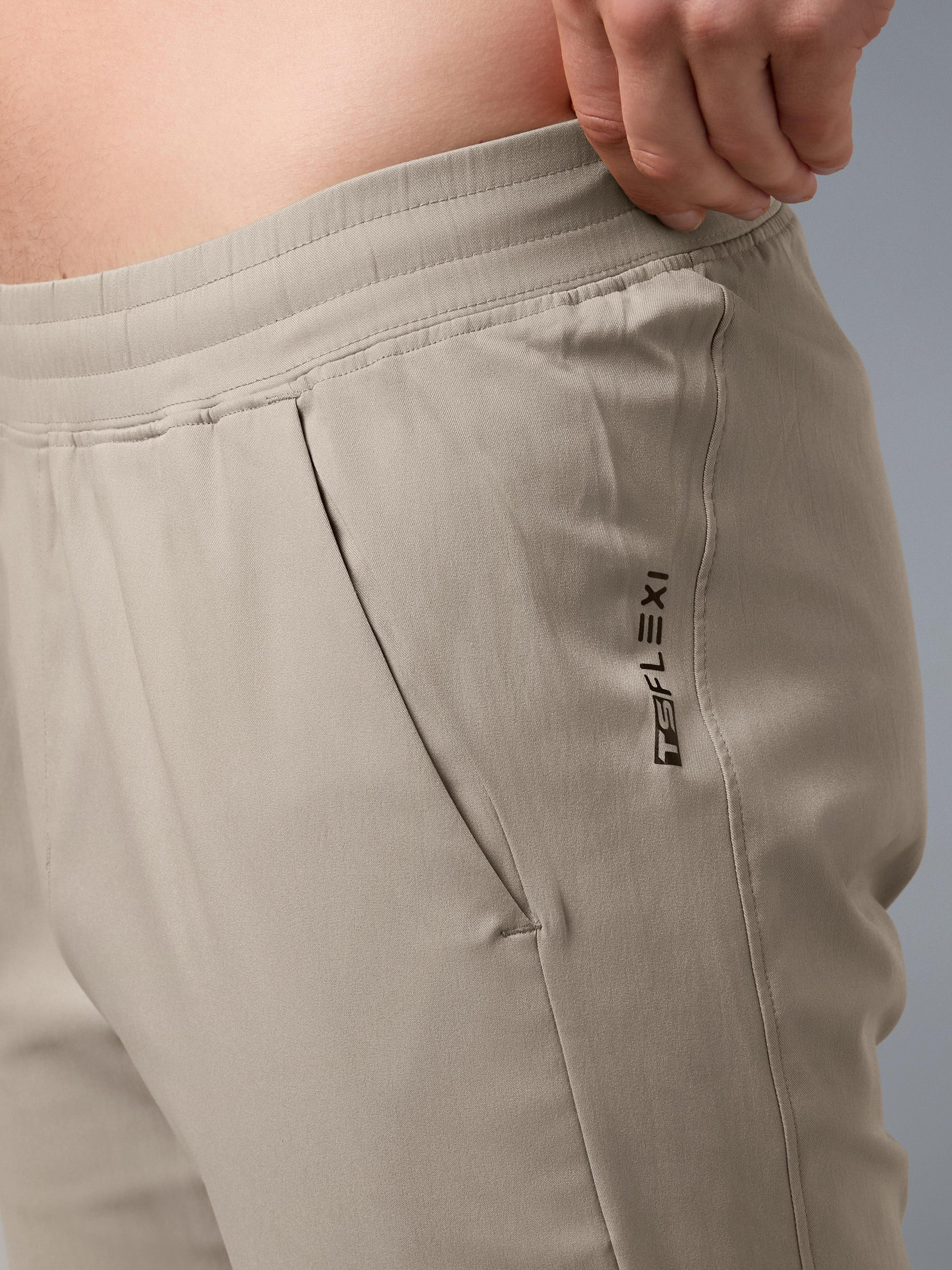 Men Slim Fit Active Out Joggers Trackpants with TS FLEXI in Khaki - 4