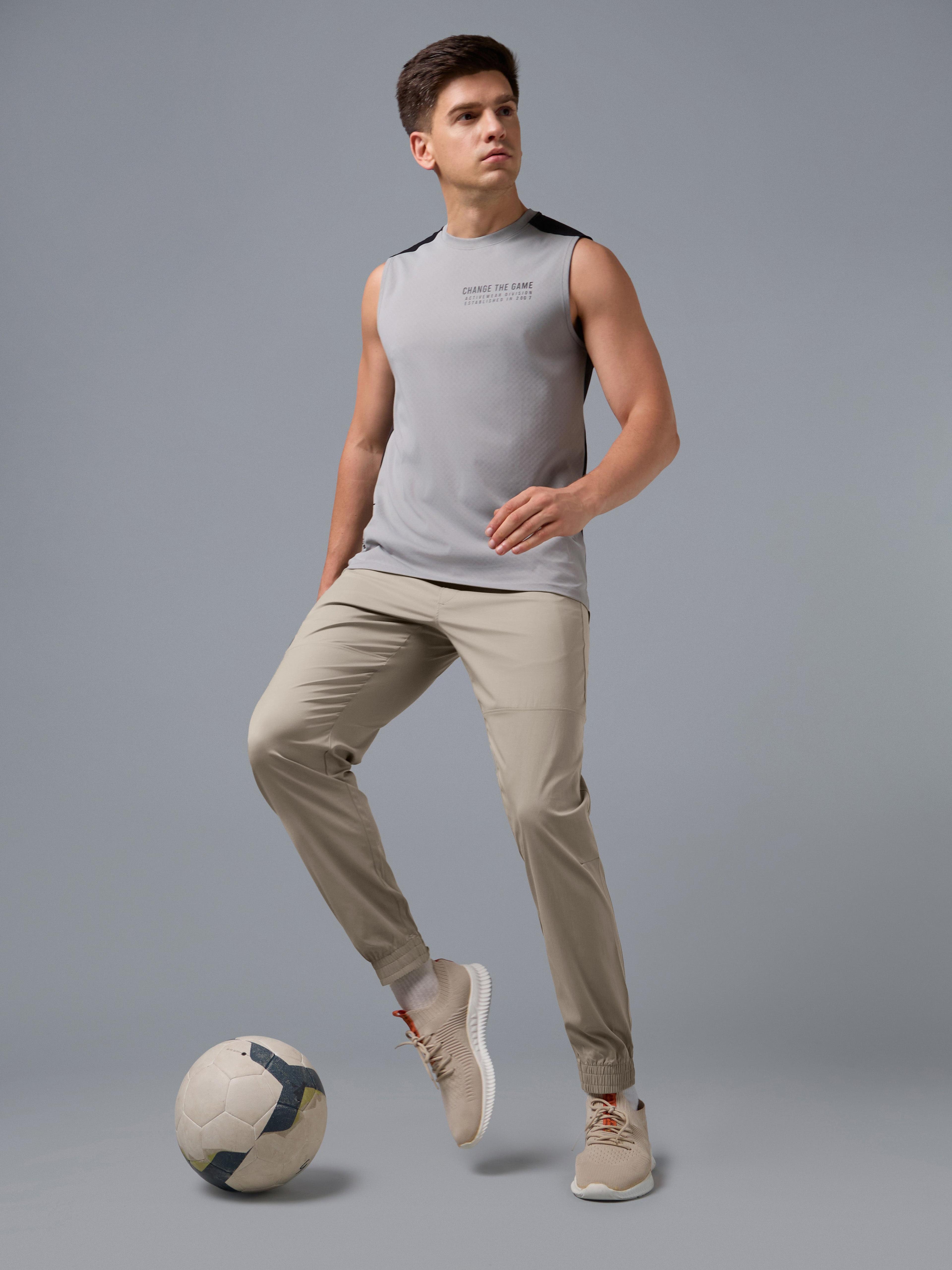 Men Slim Fit Active Out Joggers Trackpants with TS FLEXI in Khaki - 6