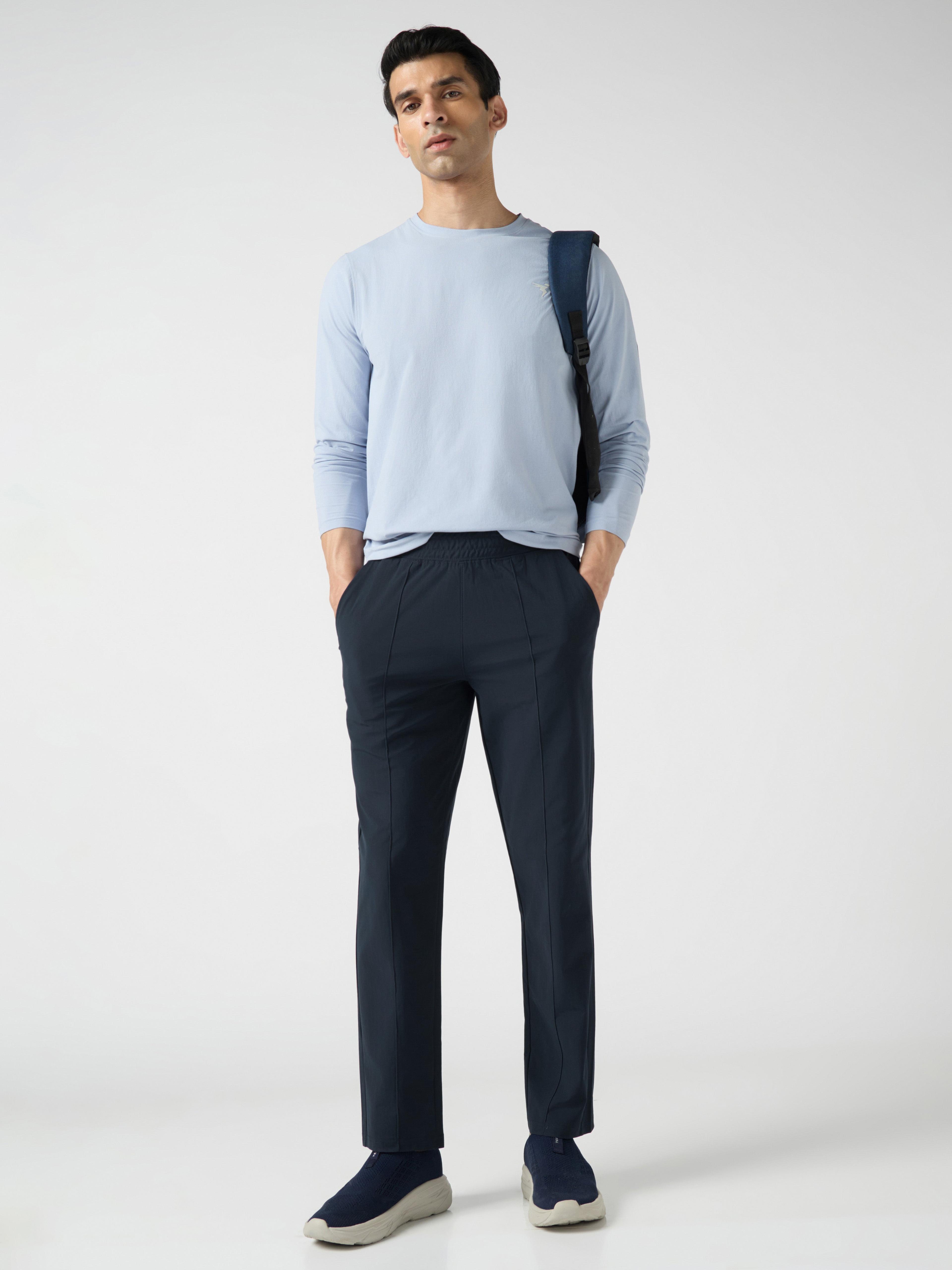 Men Solid Slim Fit Sports Trackpants with DURACOOL+ in Navy Blue - 5