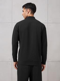 Men Mock Neck Slim Fit Solid Active Out T-shirt with ELASTOPLUS in Black - 3