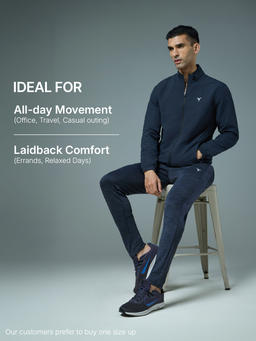 Men Solid Slim Fit Mock Neck Jacket with TECHNOLITE in Navy Blue - 6