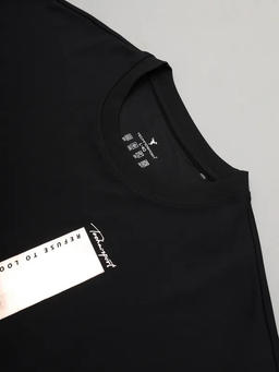 Men Printed Slim Fit Crew Neck Sweatshirt with ELASTO PLUS in Black 6 - 8