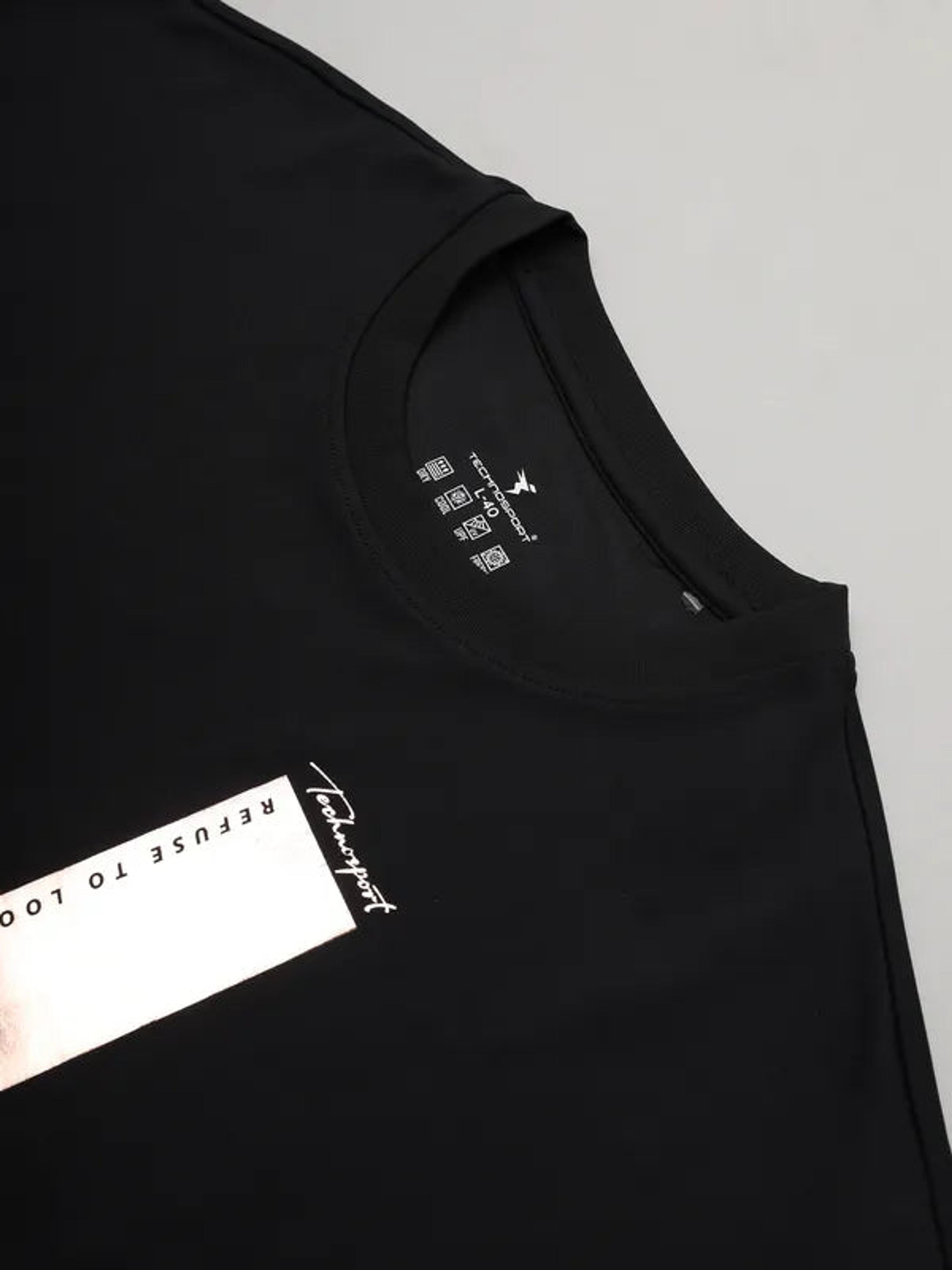 Men Printed Slim Fit Crew Neck Sweatshirt with ELASTO PLUS in Black 6 - 8