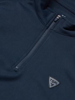 Men Solid Slim Fit Mock Neck Sports Sweatshirt with ELASTO PLUS in Navy Blue - 7
