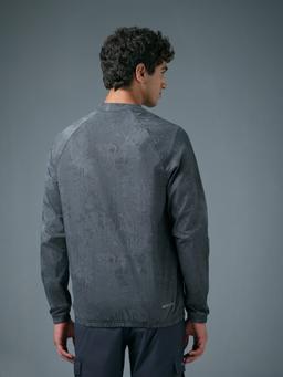 Men Printed Slim Fit Mock Neck Jacket with TS FLEXI in Black Canvas - 3