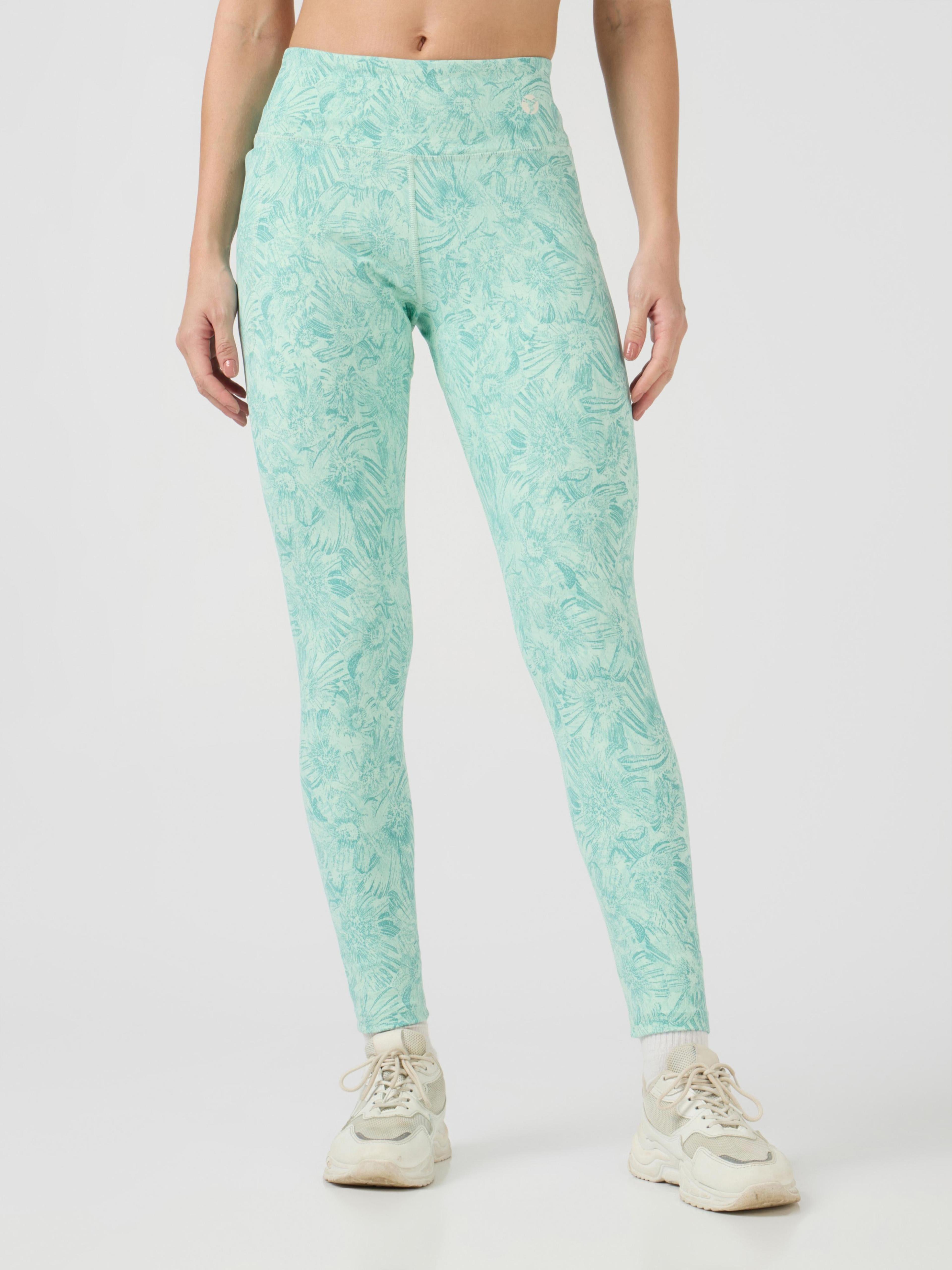 Women Printed Slim Fit Tights with ELASTO PLUS in Mint Green - 2