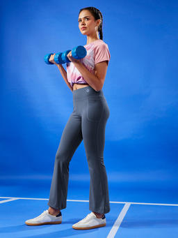 Women Solid Fit & Flare Pants with ELASTO PLUS in Vintage Indigo - 3