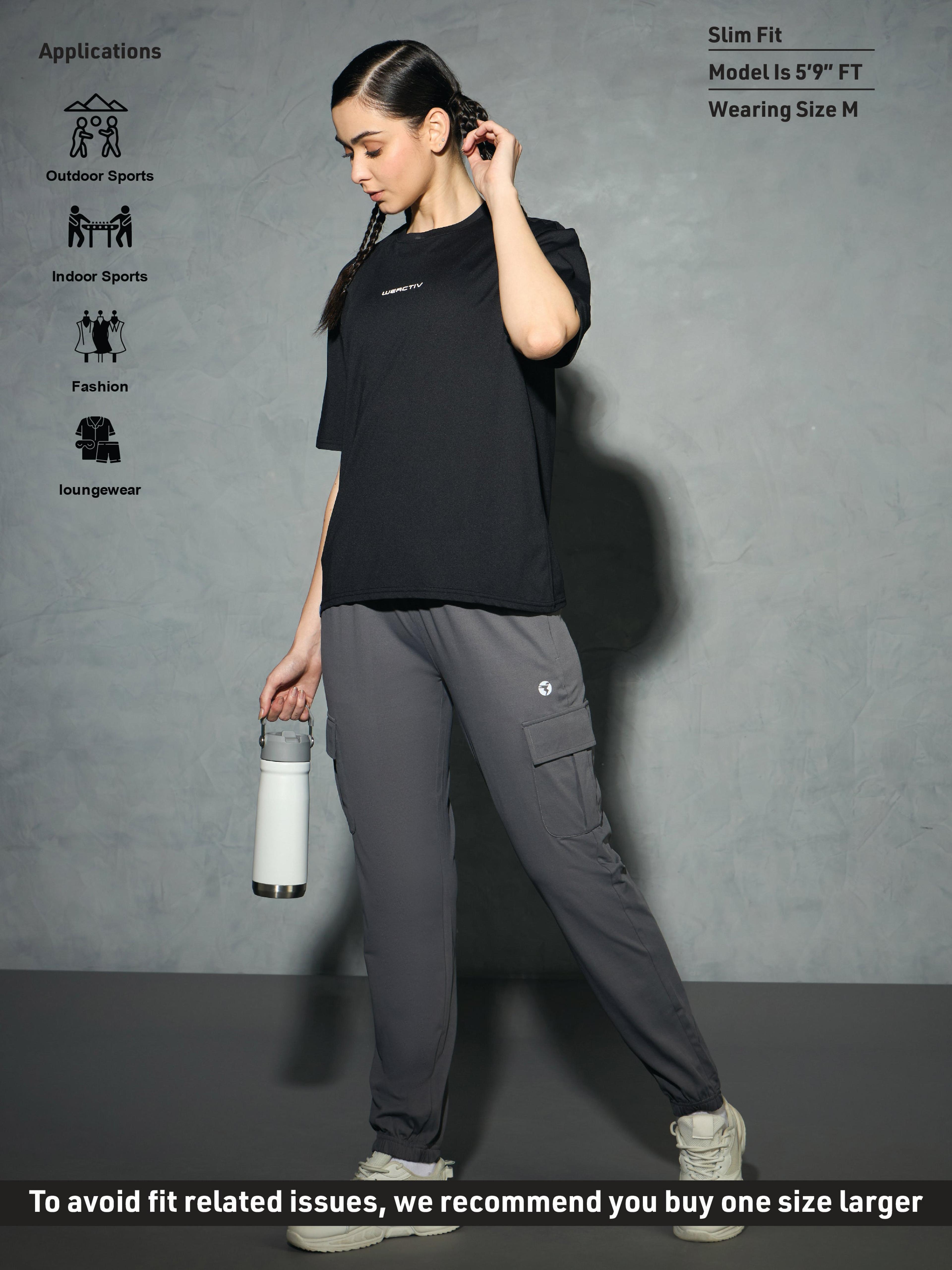 Women Printed Boxy Fit Round Neck T-shirt with COTFLEX in Black - 5