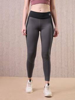 Women Colorblock Slim Fit Tights with ELASTOPLUS in Iron Grey - 2