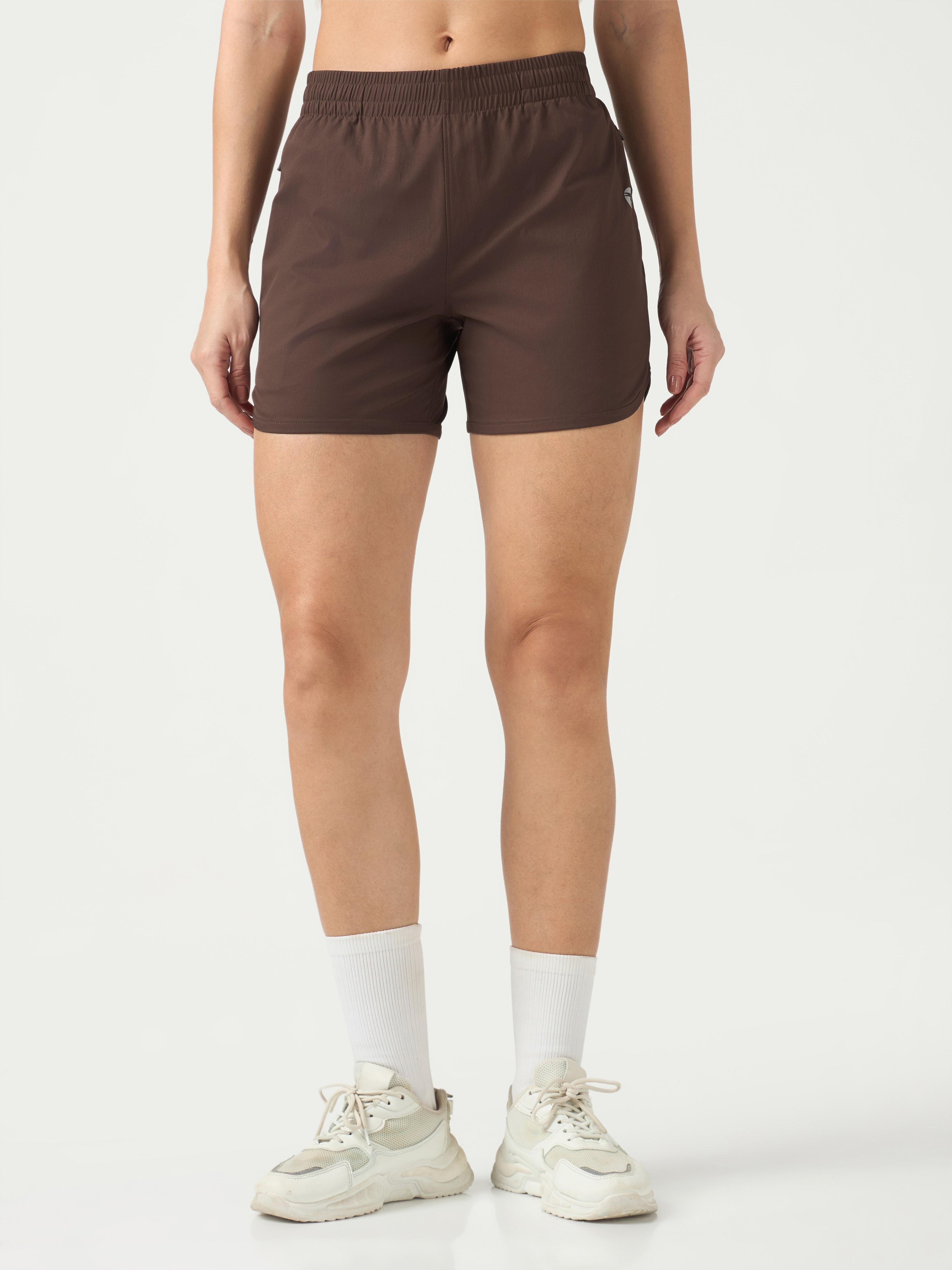Women Solid Regular Fit Shorts with TS FLEXI in Chocolate A - 2