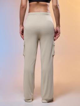 Women Solid Straight Fit Cargo Trackpants with TECHNOCOOL+ in Oyster Grey - 4