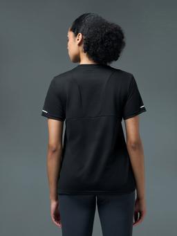 Women Printed Regular Fit Round Neck Sports Tee with TECHNOCOOL+ in Black - 3