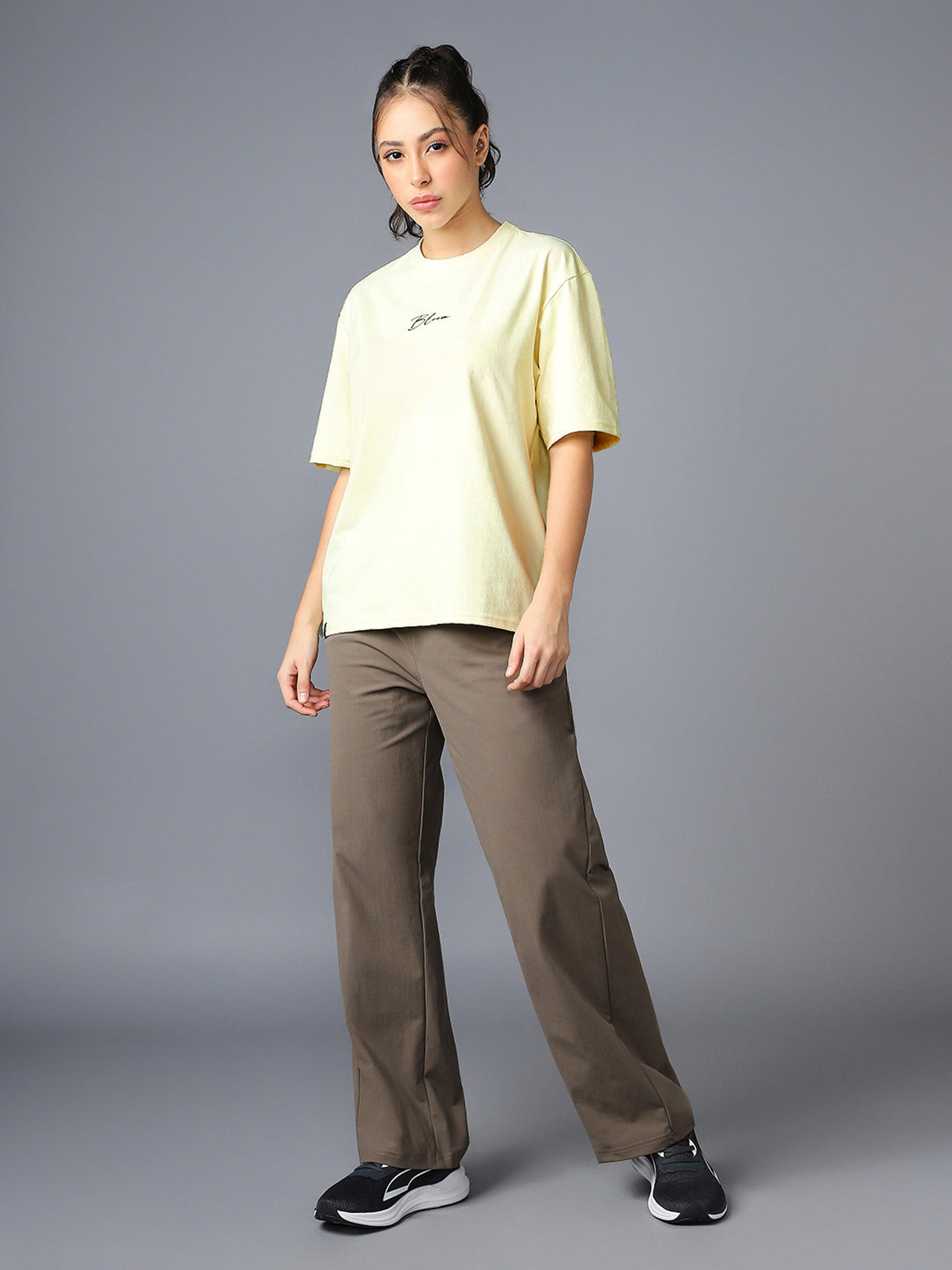 Women Back Printed Regular Fit Round Neck T-shirt with COTFLEX in Yellow - 6
