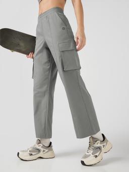 Women Solid Slim Fit Sports Cargo Trackpants with TS FLEXI in Light Grey - 4