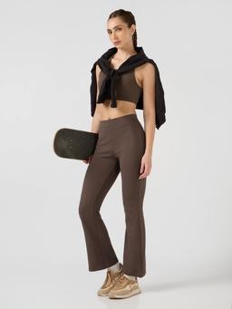 Women Solid Fit & Flare Pants with ELASTO PLUS in Chocolate A - 6