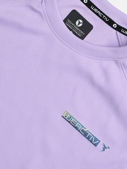 Women Printed Slim Fit Crew Neck Pullover with ELASTO PLUS in Lilac - 7
