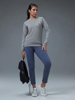 Women Printed Slim Fit Crew Neck Pullover with ELASTO PLUS in Sky Rocket - 5