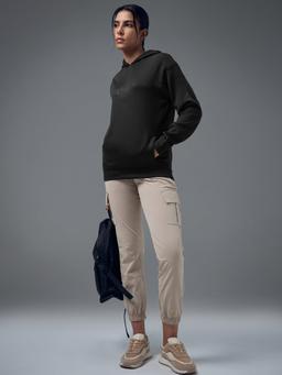 Women Slim Fit Hooded Sports Sweatshirt with TECHNOWARM+ in Black - 5