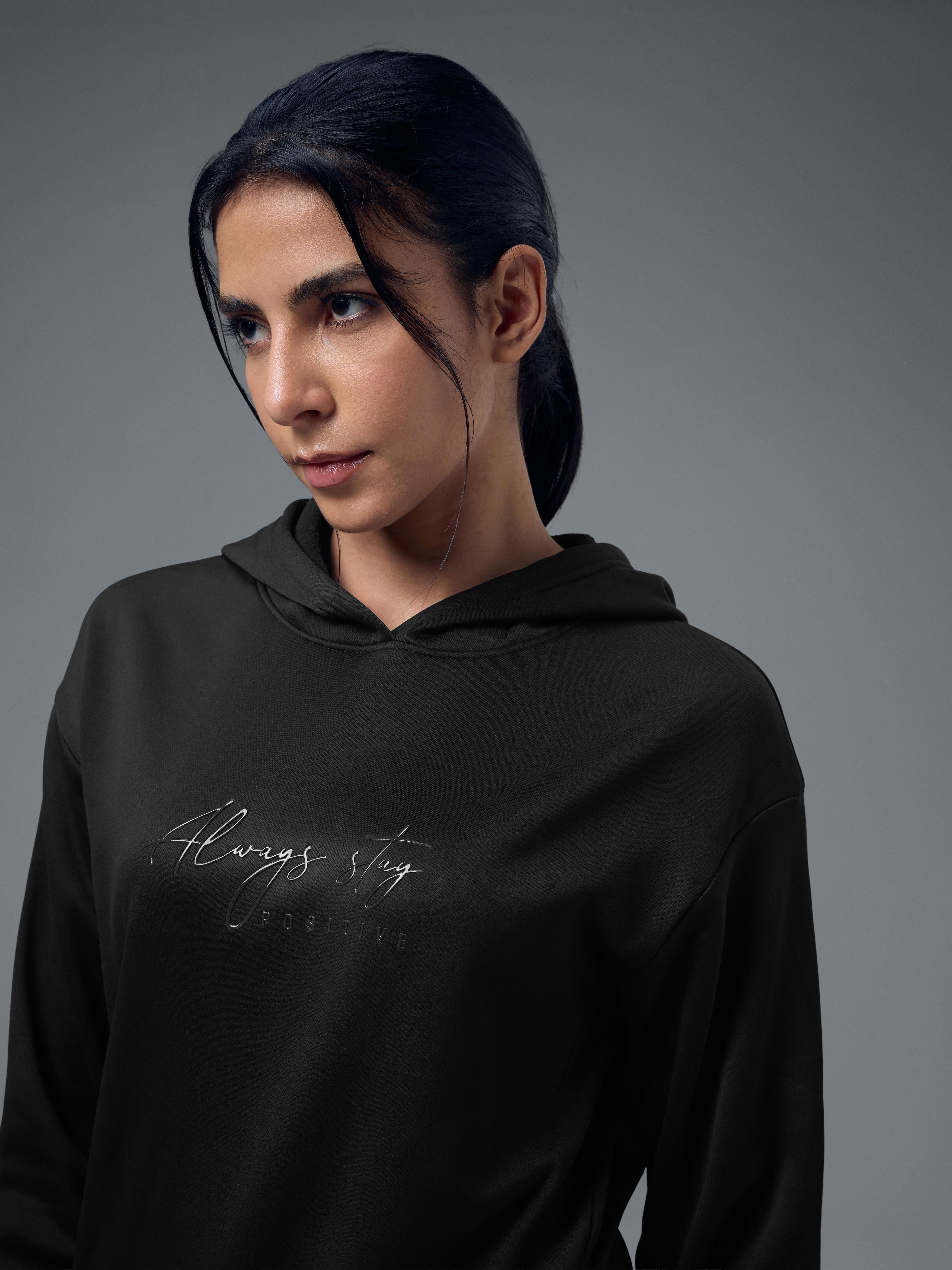 Women Slim Fit Hooded Sports Sweatshirt with TECHNOWARM+ in Black - 6