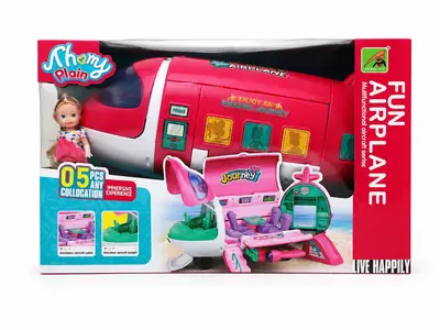 Pink Airplane Playset for Kids – Figurines, Accessories & Storage