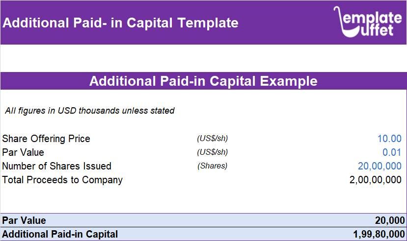 Additional Paid -in Capital Excel Template
