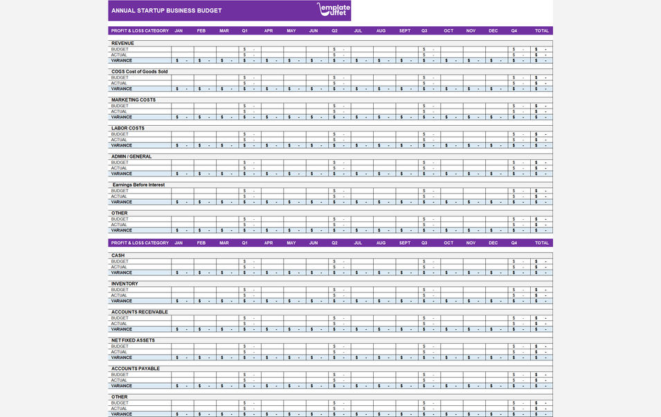 Annual Startup Business Budget
