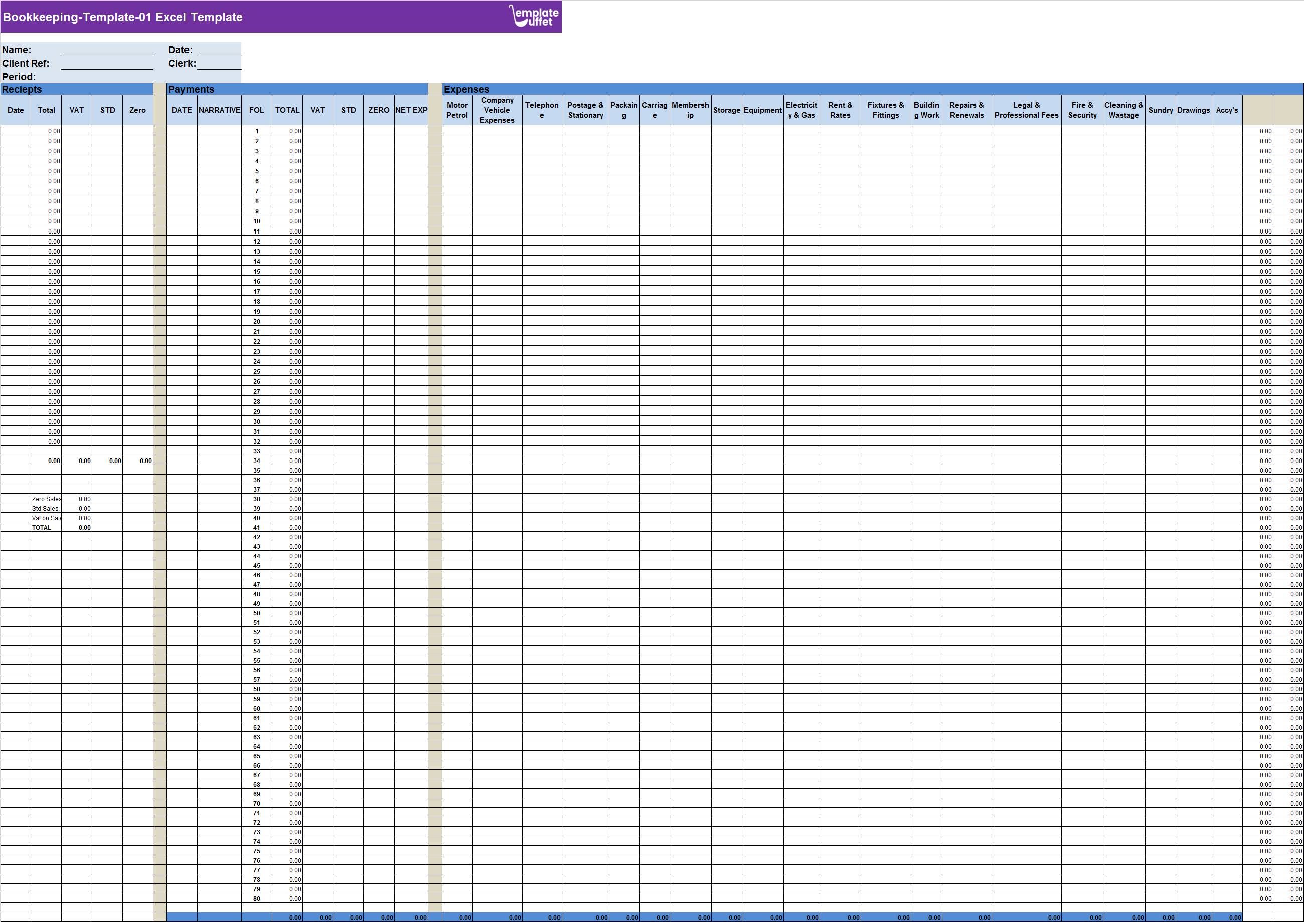 Bookkeeping-Template-01 Excel Template