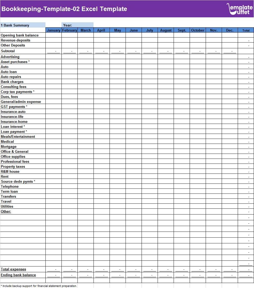 Bookkeeping-Template-02 Excel Template