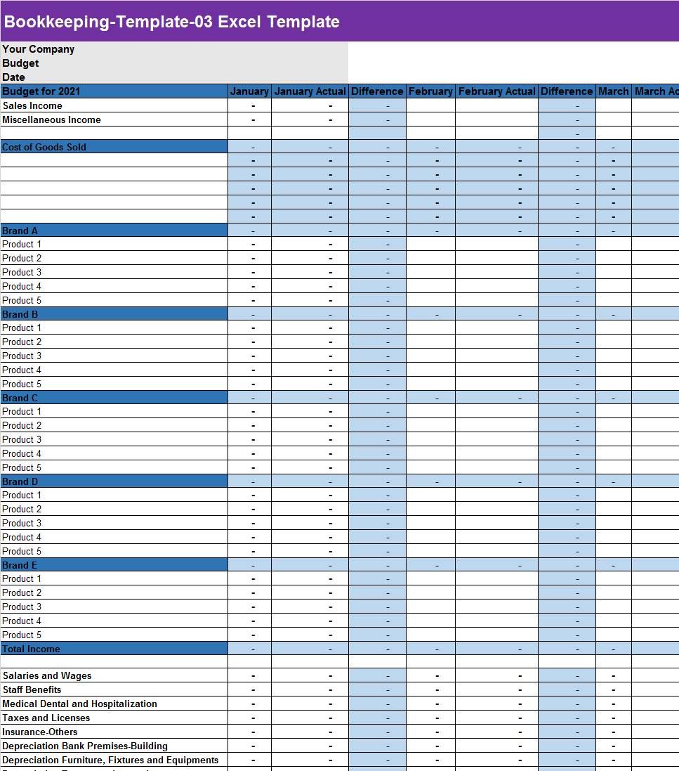 Bookkeeping-Template-03 Excel Template