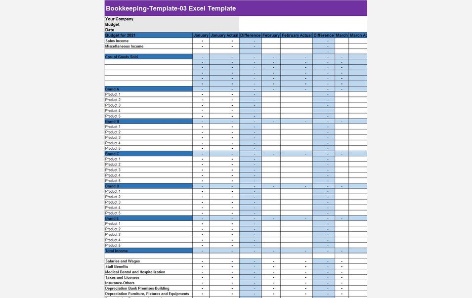 Bookkeeping-Template-03 Excel Template