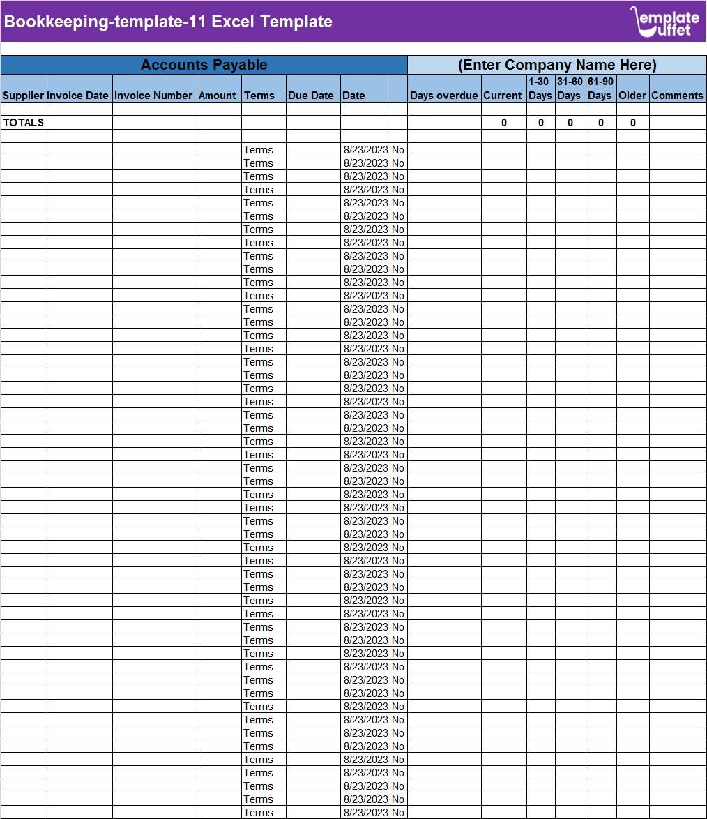 Bookkeeping-Template-11 Excel Template