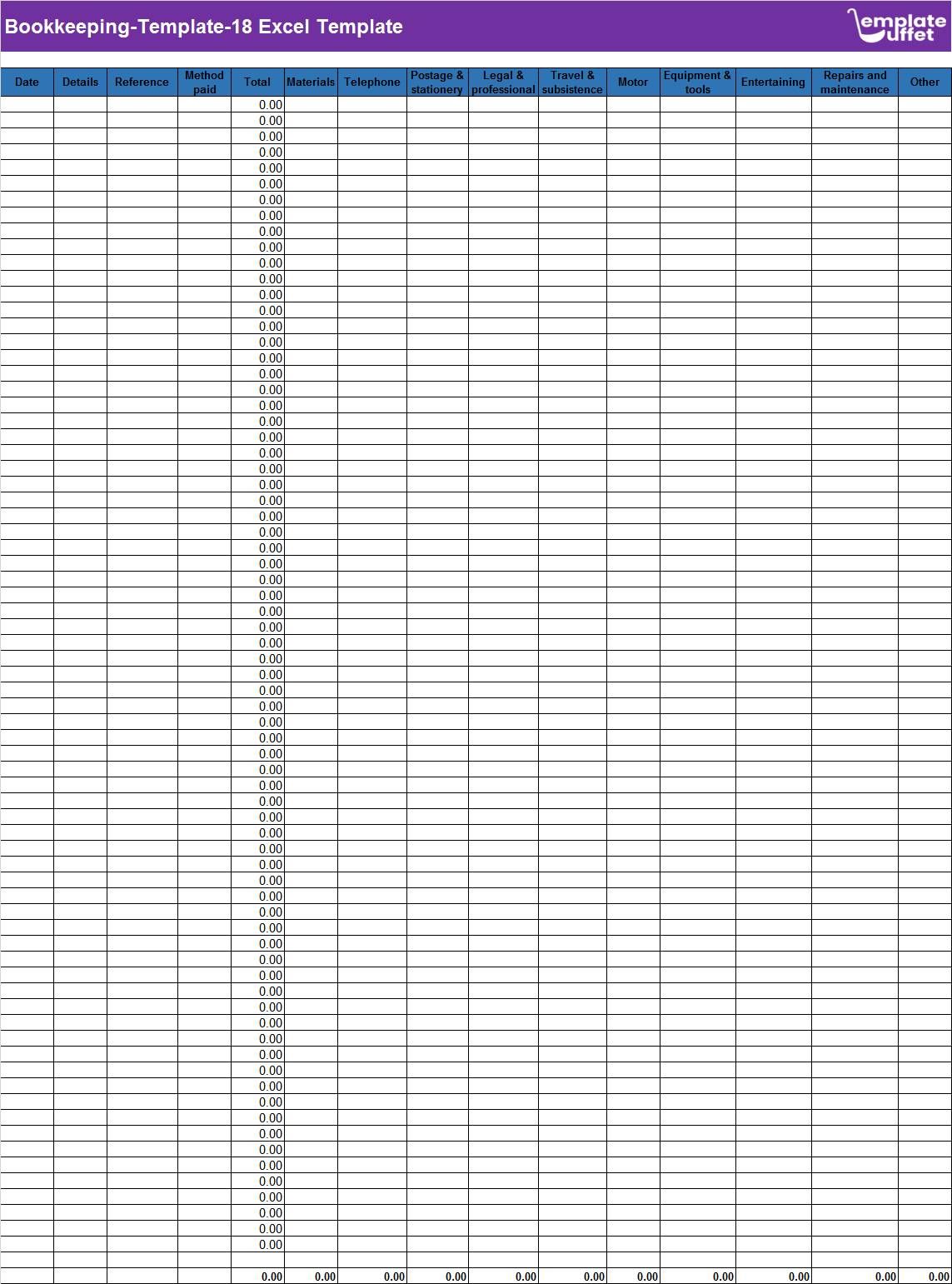 Bookkeeping-Template-18 Excel Template