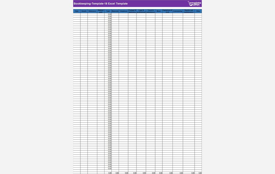 Bookkeeping-Template-18 Excel Template